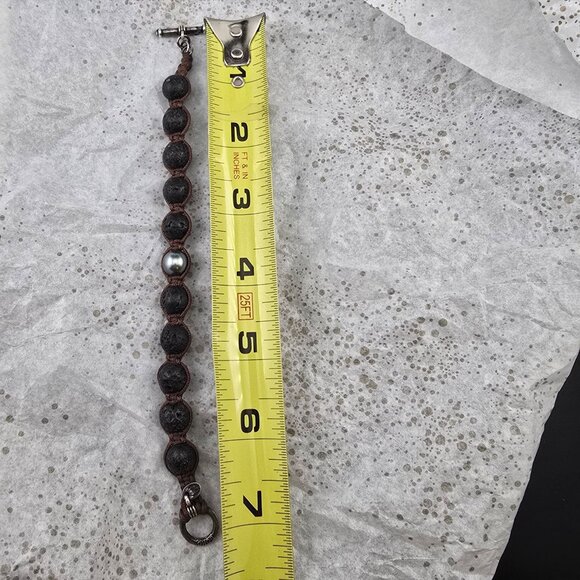 Oliver Smith BOHO 925 Sterling Silver Clasp Lava and Pearl Bead Bracelet - Picture 7 of 8